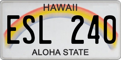 HI license plate ESL240