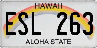 HI license plate ESL263