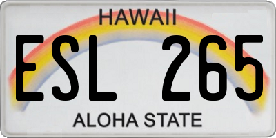 HI license plate ESL265