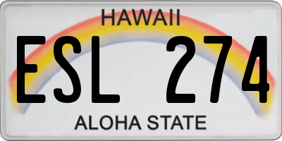 HI license plate ESL274