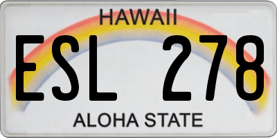 HI license plate ESL278