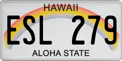 HI license plate ESL279