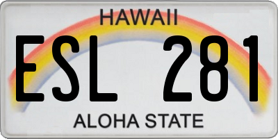 HI license plate ESL281