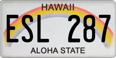HI license plate ESL287