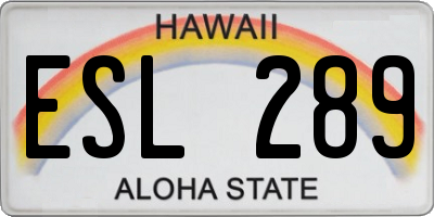 HI license plate ESL289