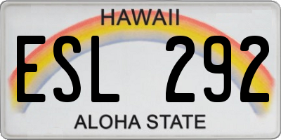 HI license plate ESL292