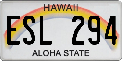 HI license plate ESL294