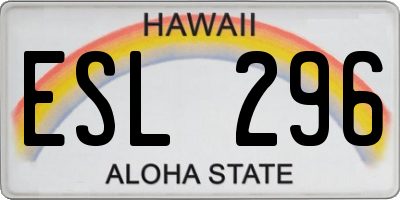 HI license plate ESL296