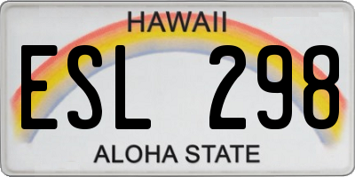HI license plate ESL298