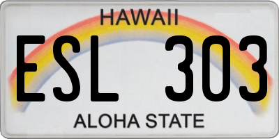 HI license plate ESL303