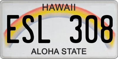 HI license plate ESL308