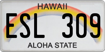 HI license plate ESL309