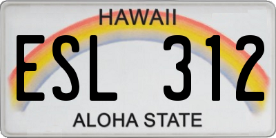 HI license plate ESL312