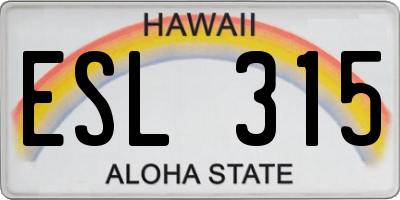 HI license plate ESL315