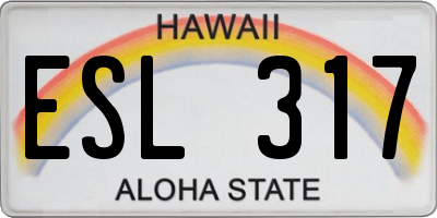 HI license plate ESL317