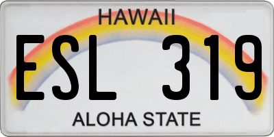 HI license plate ESL319