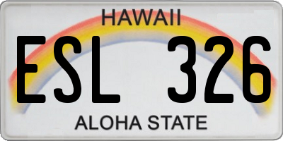 HI license plate ESL326