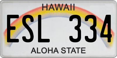 HI license plate ESL334