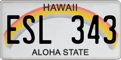 HI license plate ESL343