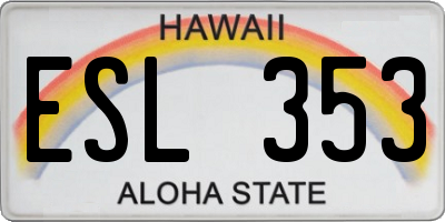 HI license plate ESL353