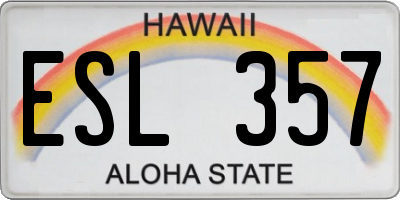 HI license plate ESL357