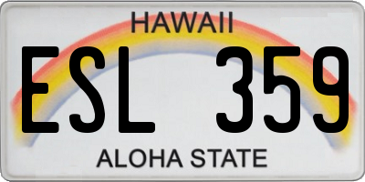 HI license plate ESL359