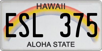 HI license plate ESL375