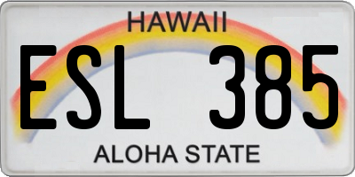 HI license plate ESL385