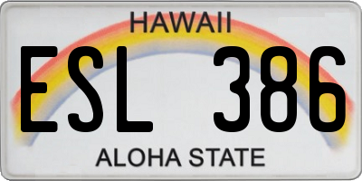 HI license plate ESL386