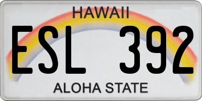 HI license plate ESL392
