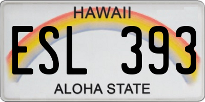 HI license plate ESL393