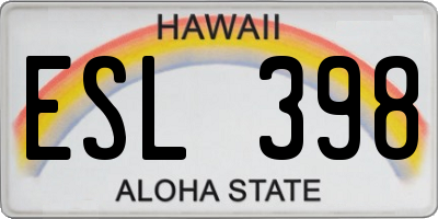 HI license plate ESL398