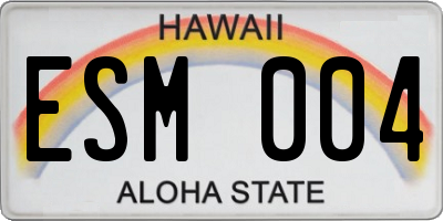 HI license plate ESM004