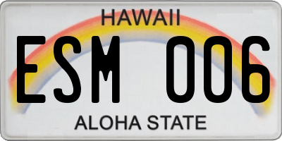 HI license plate ESM006