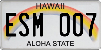 HI license plate ESM007