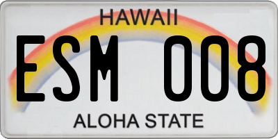 HI license plate ESM008