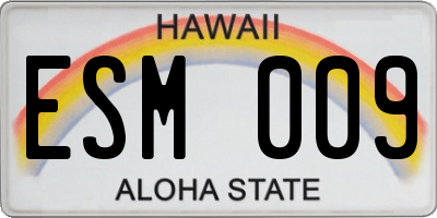 HI license plate ESM009