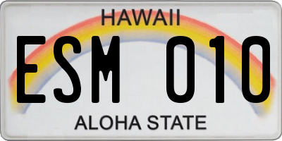 HI license plate ESM010