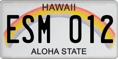 HI license plate ESM012
