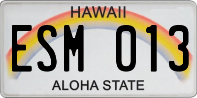 HI license plate ESM013