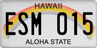 HI license plate ESM015