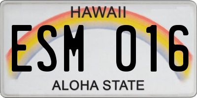 HI license plate ESM016