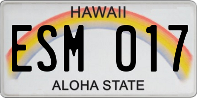HI license plate ESM017