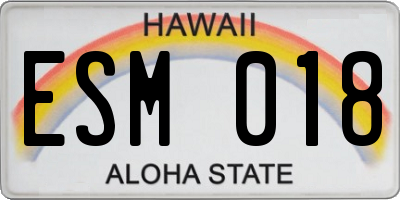 HI license plate ESM018