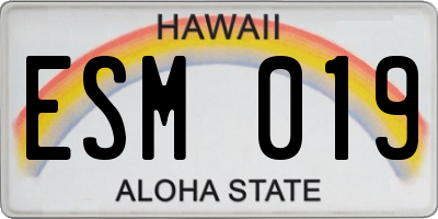 HI license plate ESM019