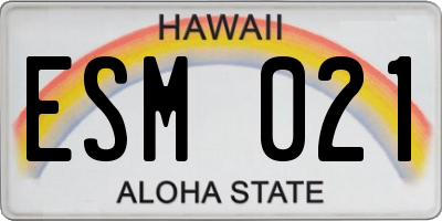HI license plate ESM021