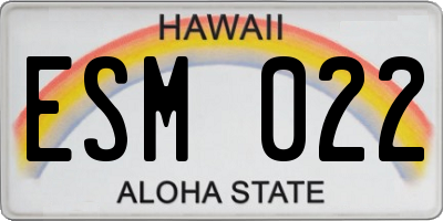 HI license plate ESM022