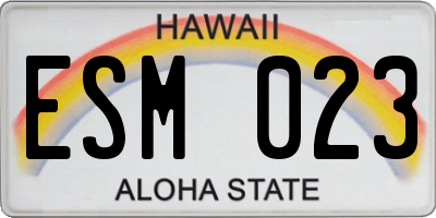HI license plate ESM023