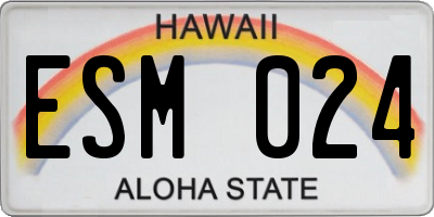 HI license plate ESM024