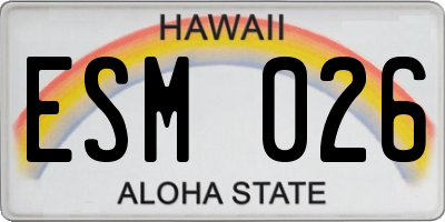 HI license plate ESM026